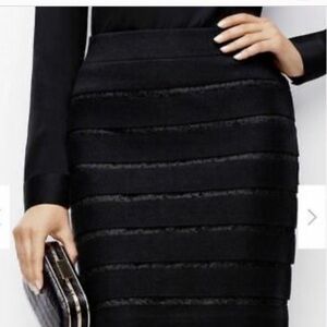 Ann Taylor Skirt Womens Small Black Lace Ribbed Short Stretch Mini-Size: S-NWT